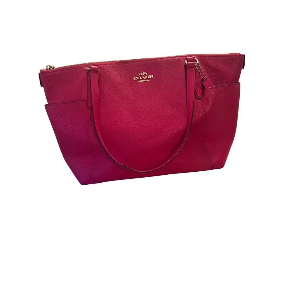Coach Ava II Pebbled Leather Large Fuschia Gold Hardware Tote Purse